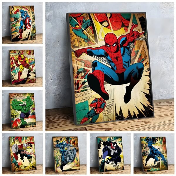 Cuadro Superhéroes Comic con Lienzo de madera 50x70cm