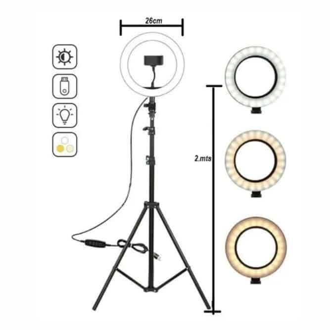 aro de luz 26cm con tripode 2.1m Aro de Luz 26 cm con Trípode