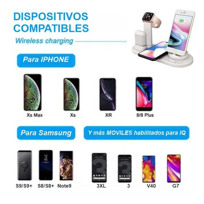 Soporte cargador inalámbrico multifunción 6en1