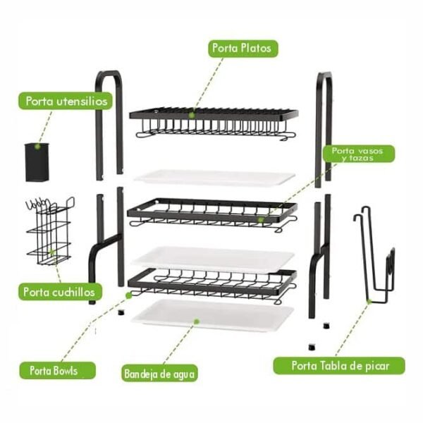 Escurridor de platos Compacto 3 Niveles
