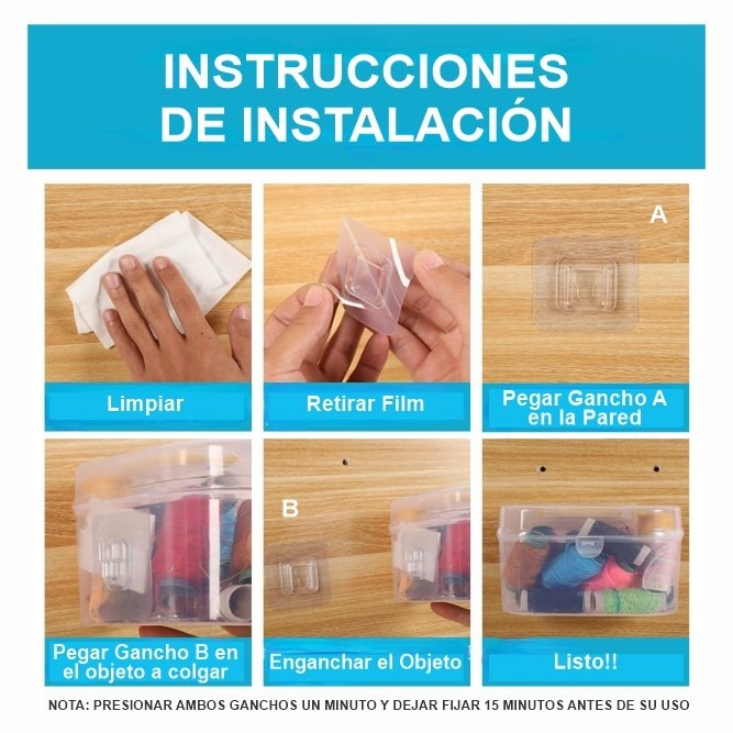 Ganchos Doble Adhesivos Pack 10