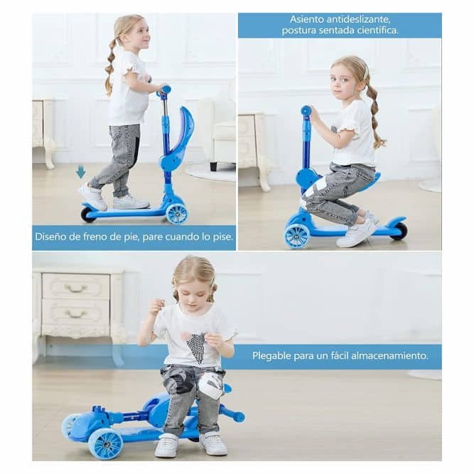 Scooter con Asiento para niños con luces RGB