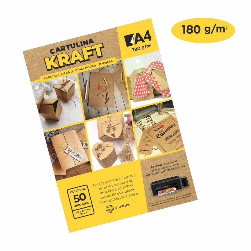 kraft _A4_180g Cartulina Kraft A4 Pack 50