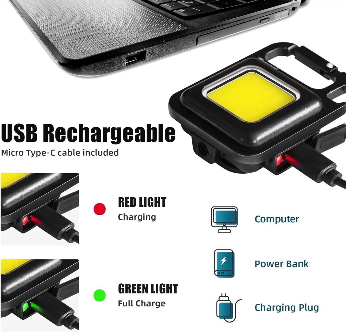 Mini Linterna Led Llavero Recargable Magnético