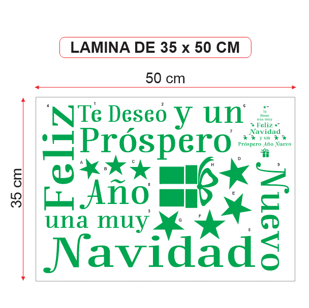 Pegatina Árbol Navidad con letras 50x35 cm