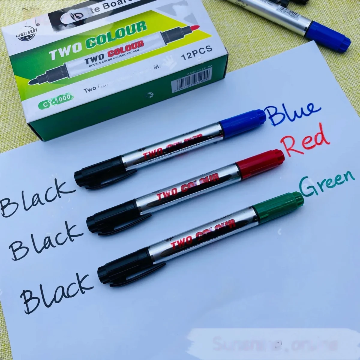 Marcador Duo Color para Pizarra de Borrado al Seco