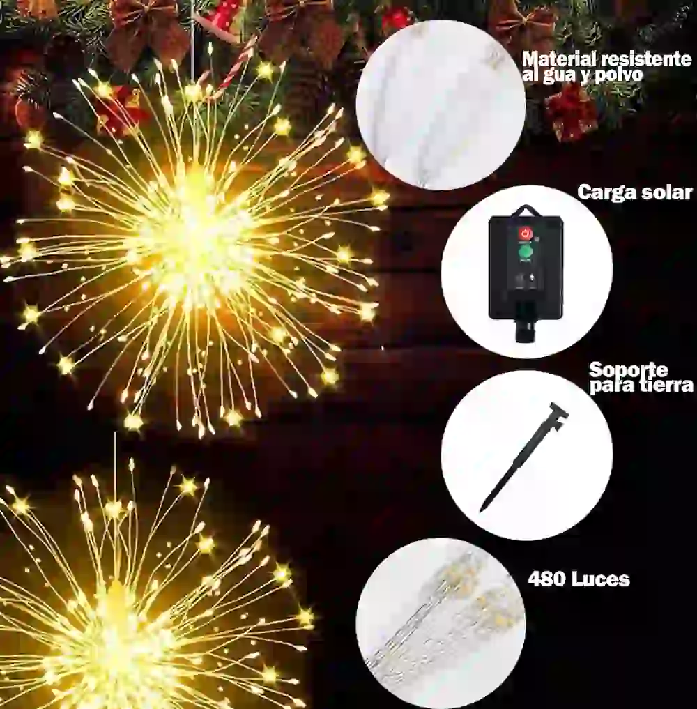 Luces cortina solar (control remoto)