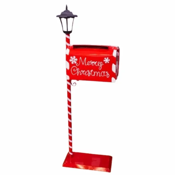 Buzon navideño de acero con luz solar